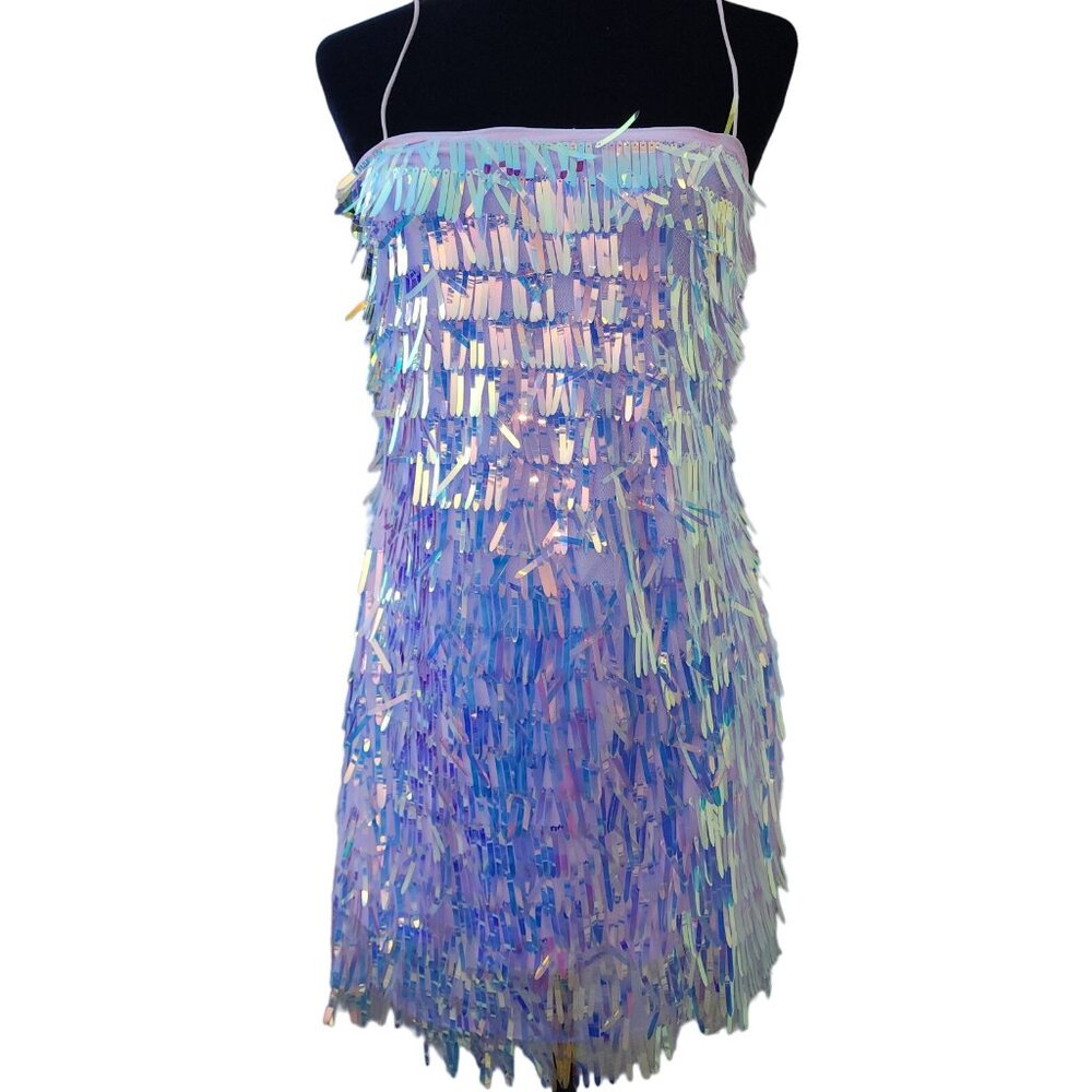 Holiday Beaded Fringes Luxury Designer Runway Cocktail Evening Party Prom Dress - Picture 15 of 15